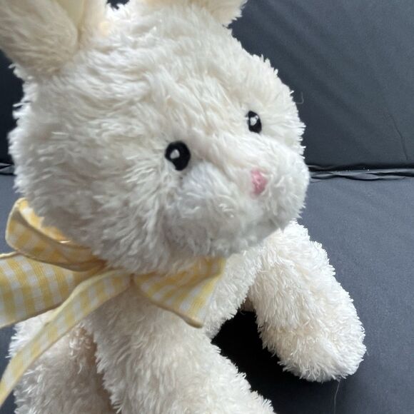 Baby GUND Funny Bunny Plush Rattle Toy Yellow and White Bow EUC - Picture 3 of 8